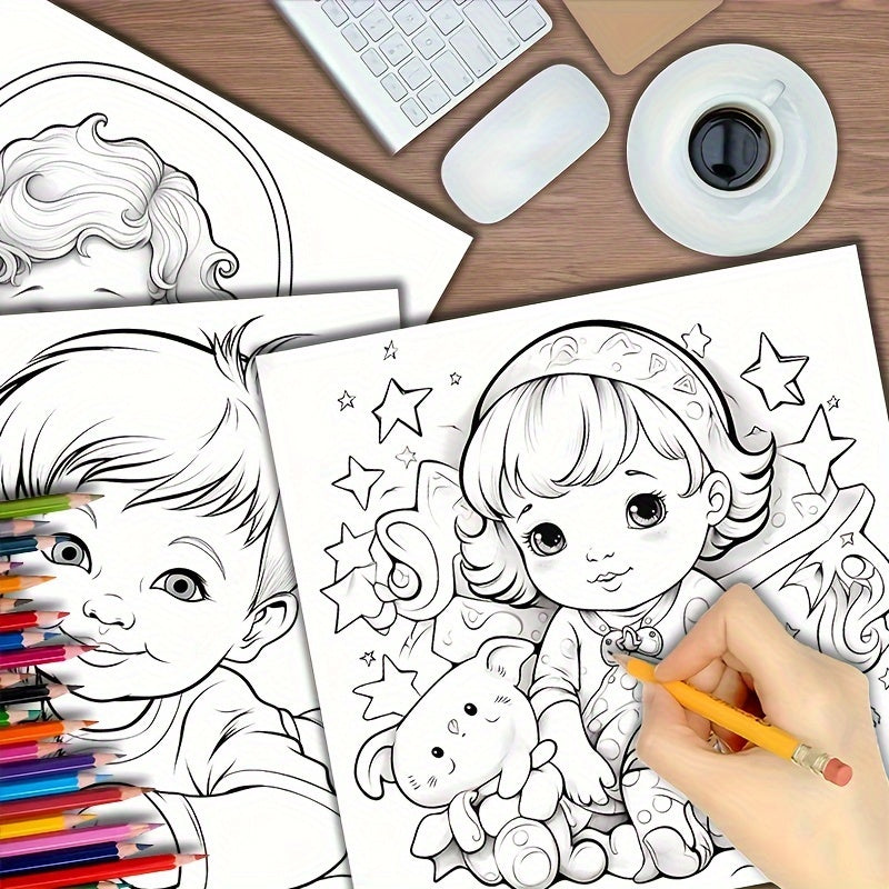 1pc Upgraded Lovely Little Coloring Book: Thickened 22 Pages for Holiday Birthday Parties